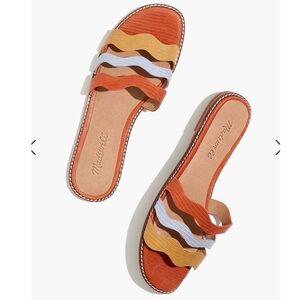Madewell Wavy Leather Slide Sandals Colorblock - Women's 7
